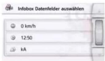 Infobox Datenfelder auswählen 0 km/h 12:50 kA