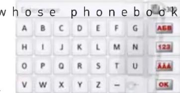 whose phonebook A B C D E F G AEB H I J K L M N 123 O P Q R S T U AAA V W X Y Z - OK