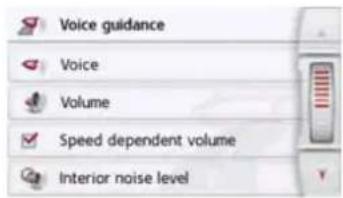 Voice guidance Voice Volume Speed dependent volume Interior noise level