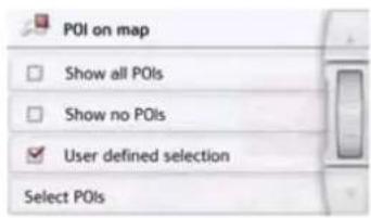POI on map Show all POIs Show no POIs User defined selection Select POIs