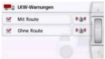 LKW-Warnungen Mit Route Ohne Route