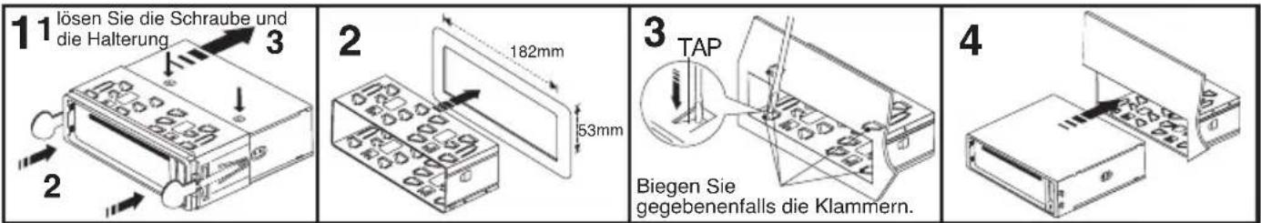 11 lösen Sie die Schraube und die Halterung 2 3 182mm 53mm 2 3 TAP Biegen Sie gegebenenfalls die Klammern. 4