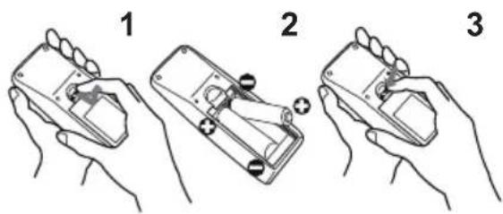 Illustration showing three-step instructions for holding a handheld device, labeled 1, 2, and 3.
