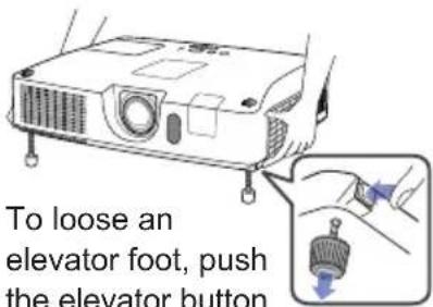To loose an elevator foot, push the elevator button
