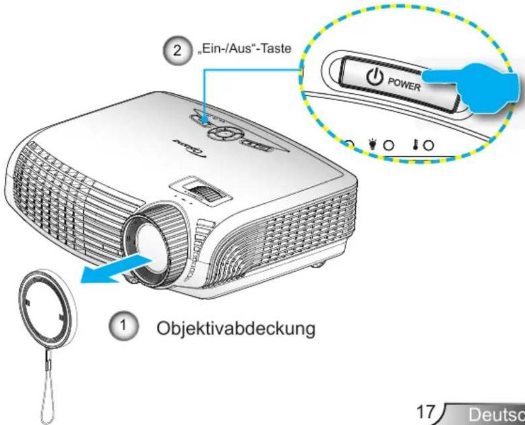 2 „Ein-/Aus"-Taste 1 Objektivabdeckung 17 Deuts
