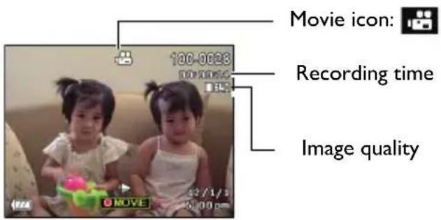 Movie icon: 100:0028 10:00:56 Recording time Image quality