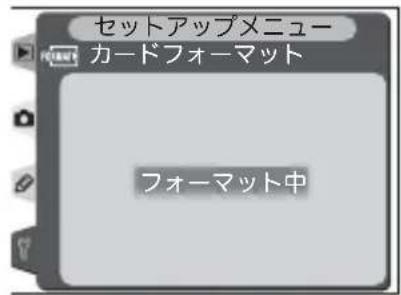 セットアップメニュー カードフォーマット フォーマット中