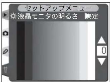 セットアップメニュー ※ 液晶モニタの明るさ 決定