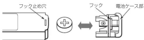 フック止め穴 フック 電池ケース部