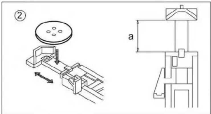 Technical diagram showing mechanical assembly with labeled component 'a' and directional arrows indicating motion or movement.