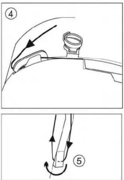 Technical diagram showing two mechanical or fluid dynamics steps with labeled arrows and numbered annotations (④ and ⑤)