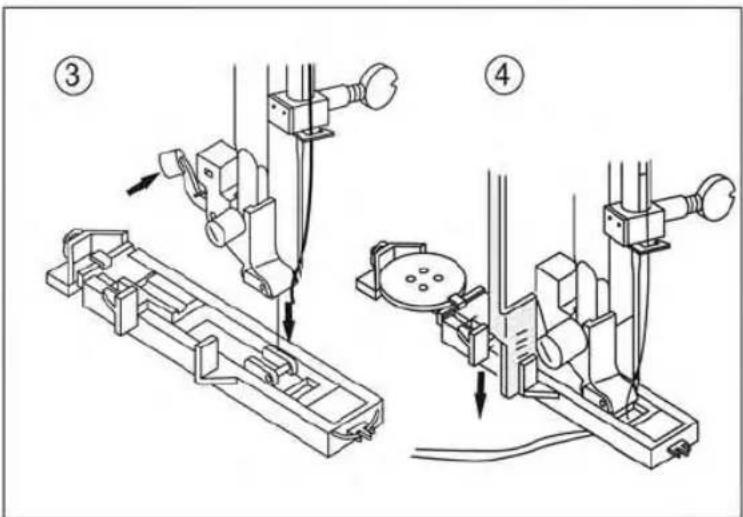 Technical diagram showing mechanical assembly steps with numbered annotations (③ and ④) and directional arrows indicating motion or force.