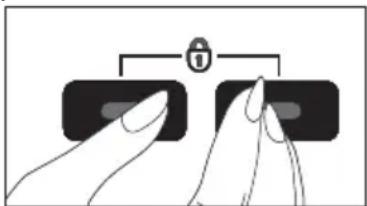 Diagram showing two fingers interacting with a lock icon, indicating security or password access.