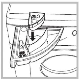 Technical diagram of a mechanical component with numbered parts and directional arrow indicating motion or assembly.