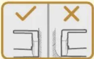 Diagram showing two cross-sectional views with checkmark and X marks, likely indicating inspection or status indicators.