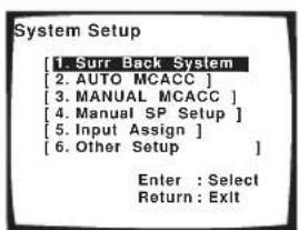 PIONEER VSX-1014 - Select 'Surr Back System' from the System Setup menu. - 1