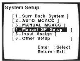 PIONEER VSX-1014 - Select 'Manual SP Setup' then press ENTER. - 1
