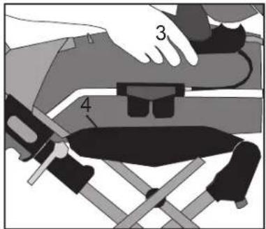 Diagram showing a person using a device to interact with another person, labeled with parts 3 and 4.