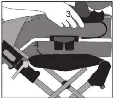 Diagram showing a person using a device to interact with another person, labeled with parts 3 and 4.