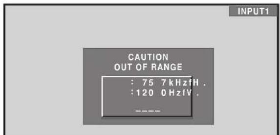 CAUTION OUT OF RANGE : 75 7 kHzfH . :120 0 HzfV . ----