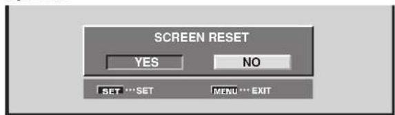 SCREEN RESET YES NO SET *** SET MENU *** EXIT