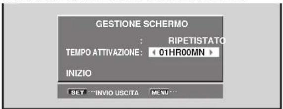 GESTIONE SCHERMO : RIPETISTATO TEMPO ATTIVAZIONE: 01HR00MN INIZIO SET INVIO USCITA MENU...