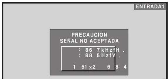 PRECAUCION SEÑAL NO ACEPTADA : 86 7 kHzF H . : 88 5 HzF V . 1 51 x2 6 8 4 ENTRADA1