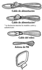 Cable de alimentación Cable de alimentación* "La ilustración muestra las modelos centro y sudemicarco Cable del vídeo Antena de FM
