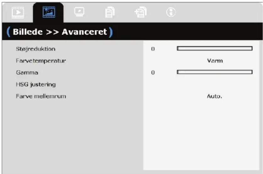 (Billede >> Avanceret) Støjreduktion 0 Varm Farvetemperatur Auto.