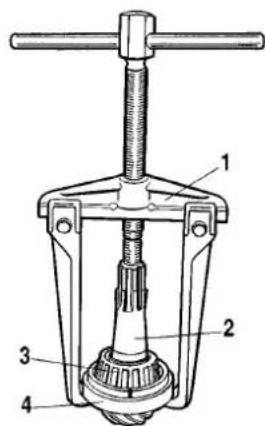 Technical diagram of a mechanical device with numbered parts labeled 1 to 4