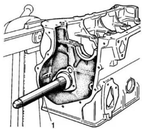 Technical illustration of a mechanical assembly with a shaft and housing (no text or symbols)