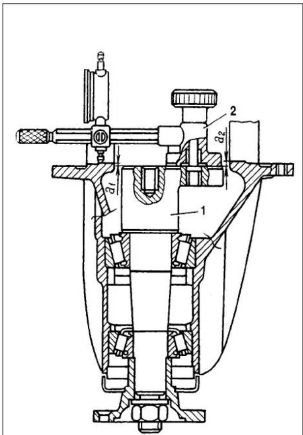 Technical schematic diagram of a mechanical device with labeled components and dimensional annotations