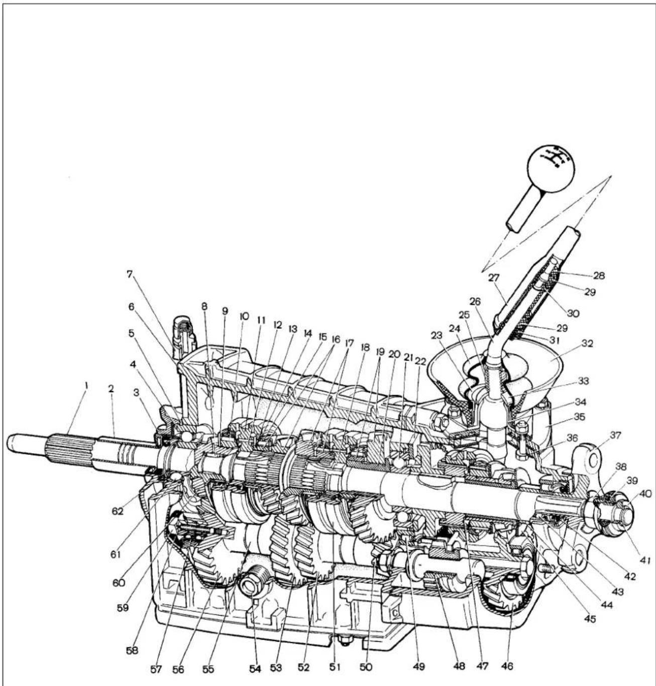 Technical diagram of a mechanical assembly with numbered components for identification