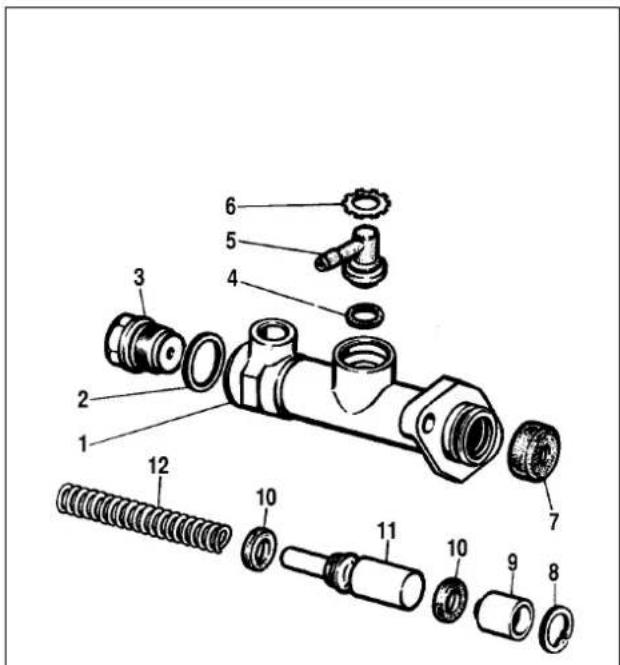 Exploded view diagram of a mechanical assembly with numbered parts for identification
