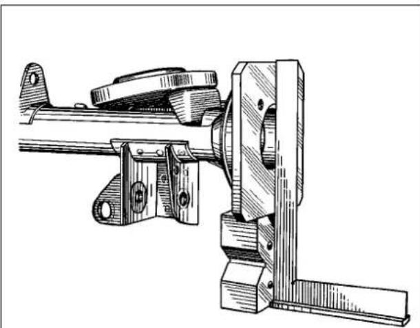 Technical line drawing of a mechanical clamp or bracket assembly (no text or symbols)