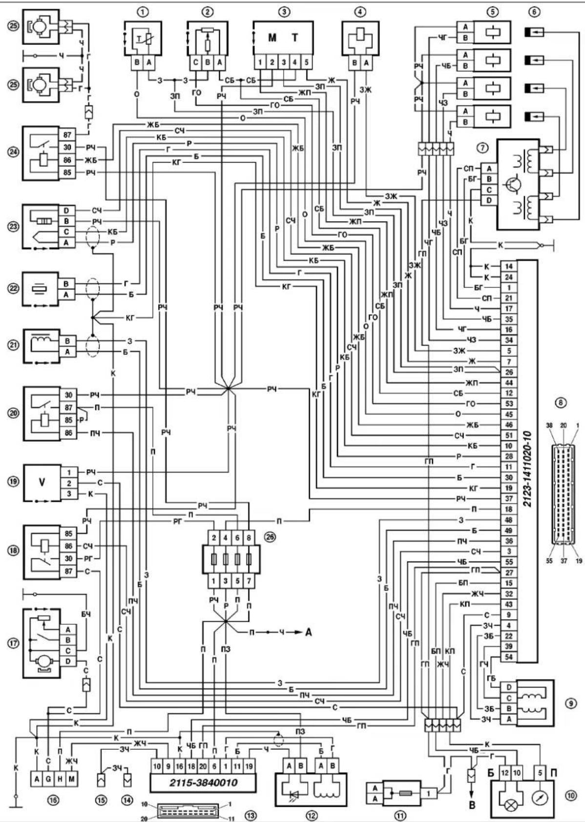 Electrical schematic diagram with labeled components, relays, and connections for a control or electrical system.
