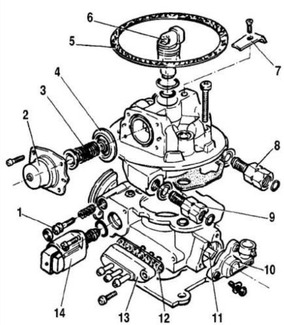 Technical diagram of a mechanical assembly with numbered components for identification