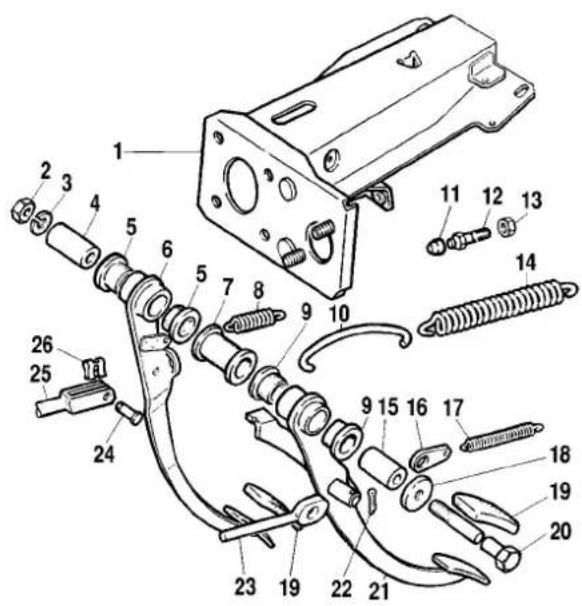 Technical diagram of a mechanical assembly with numbered parts for identification