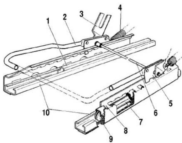 Technical diagram of a mechanical assembly with numbered components for identification