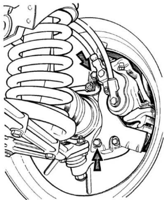 Technical diagram of a car suspension system with springs and brake components (no text or labels)