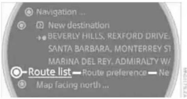 Navigation ... New destination → BEVERLY HILLS, REXFORD DRIVE, SANTA BARBARA, MONTERREY ST MARINA DEL REY, ADMIRALTY W/ Route list — Route preference — Ne Map facing north ...