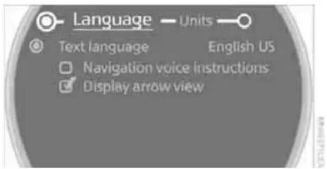 Language Units Text language English US Navigation voice instructions Display arrow view