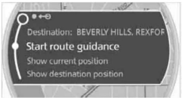 Destination: BEVERLY HILLS. REXFOR Start route guidance Show current position Show destination position