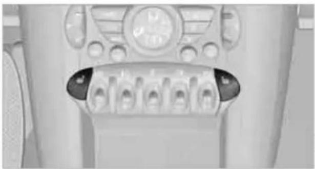 Close-up of a car dashboard with control panel and buttons (no visible text or symbols)