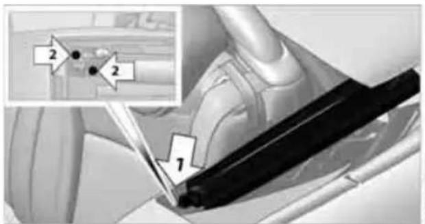 Technical diagram showing mechanical components with numbered annotations pointing to specific parts