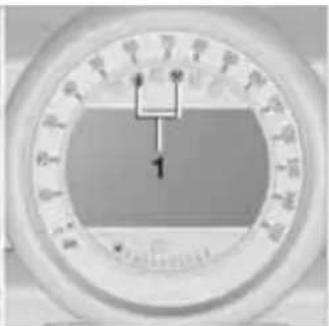 Close-up of a circular analog dial with a central scale and pointer (no visible text or numbers)
