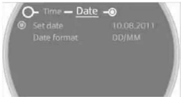 Time - Date - Set date 10.08.2011 Date format DD/MM