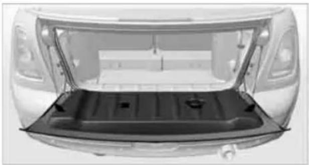 Top-down view of a car trunk showing the rear canopy and internal storage area (no text or symbols visible)
