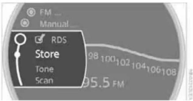 FM ... Manual ... RDS Store Tone Scan 98 100 102 104 106 108 95.5 FM
