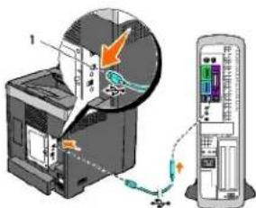 DELL 2130cn - Tilslutning af printeren direkte til en computer - 1